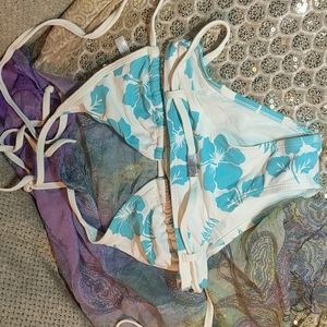 Steve and Barry's Bikini Size Small Turquoise and White Size Small